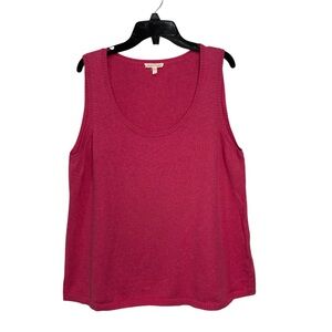 Eileen Fisher Cashmere Cotton Blend Sweater Vest Sz L Pink Preppy Classic